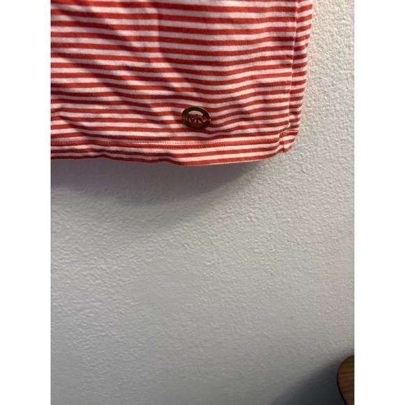 Michael Kors Top Small Striped Orange White Cold Shoulder Short Sleeve - Picture 7 of 7